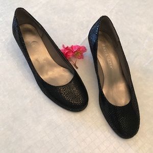 David Tate Black Leather Pumps, 8M